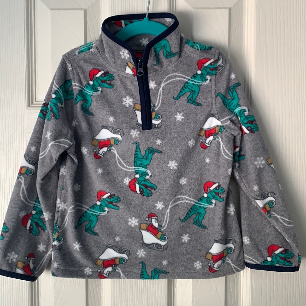 Santa Dinosaur Fleece Pullover 4T T-Rex